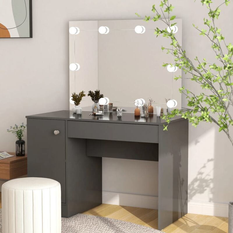 foto del prodotto toeletta con luci led 110x55x145 cm in mdf grigia vidaxl