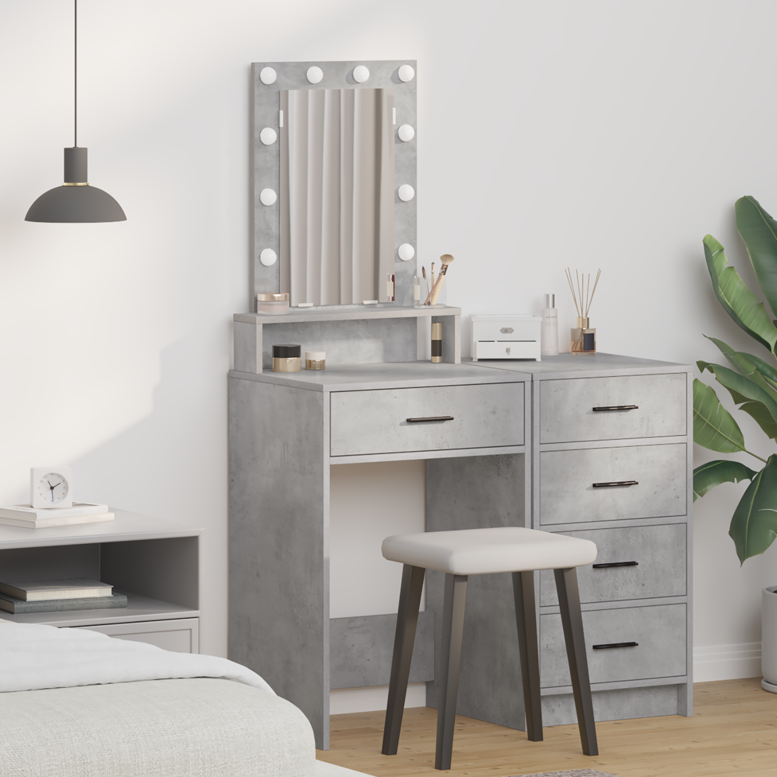 foto del prodotto toeletta con luci led grigio cemento 50x41x140 cm