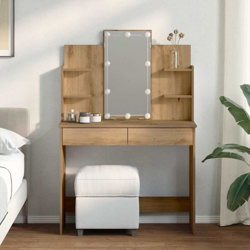 foto del prodotto toeletta con luci led rovere artigianale 96x40x142 cm vidaxl