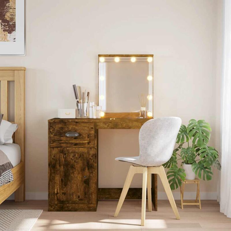 foto del prodotto toeletta con luci led rovere fumo 90x42x132,5 cm vidaxl