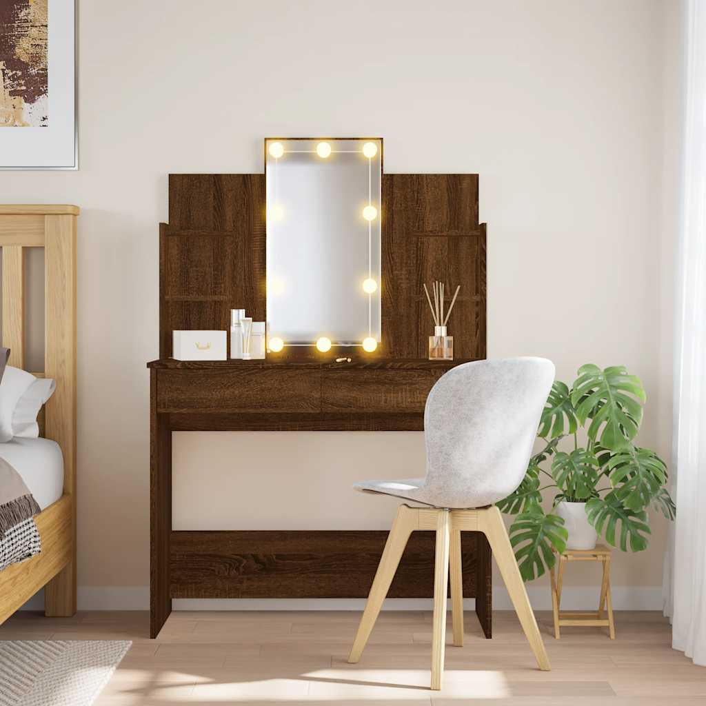 foto del prodotto toeletta con luci led rovere marrone 96x40x142 cm