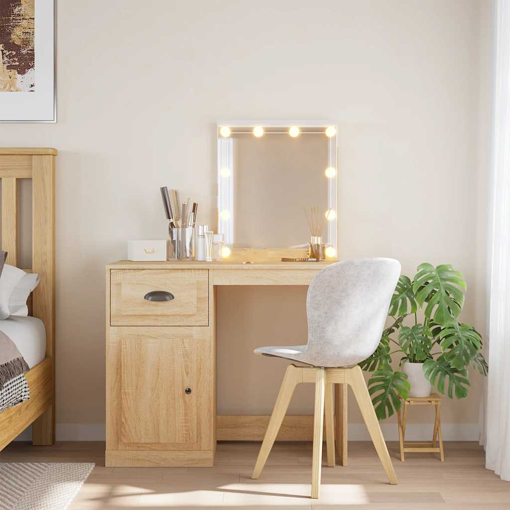 foto del prodotto toeletta con luci led rovere sonoma 90x42x132,5 cmcod mxl 106505