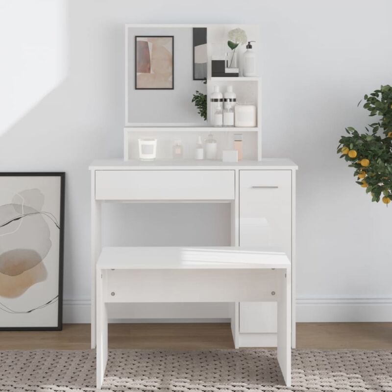 foto del prodotto toeletta con specchio bianco lucido 86,5x35x136 cm vidaxl