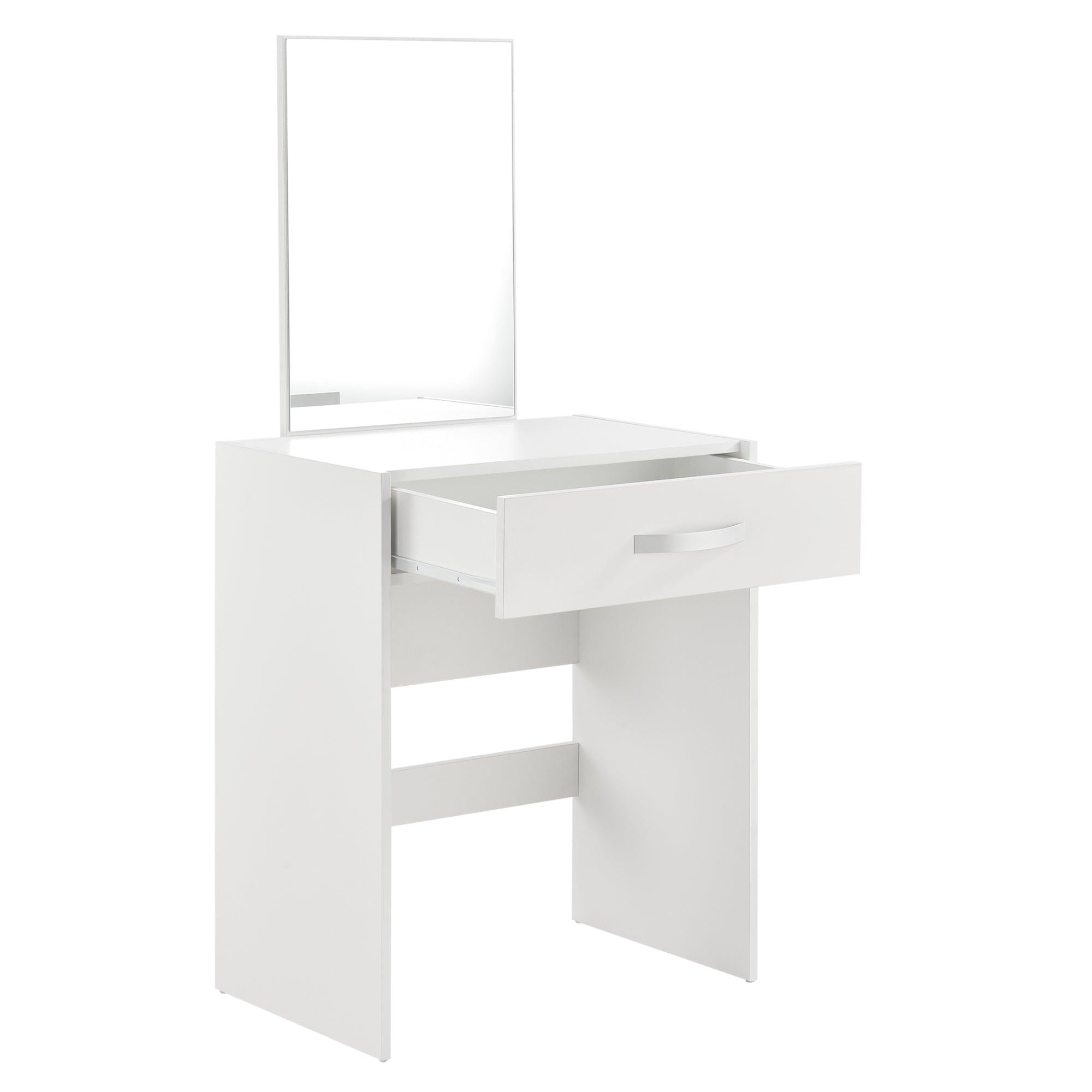 foto del prodotto toeletta con specchio cassetto sgabello cassapanca da parrucchiere 132 cm bianco 03 0005019