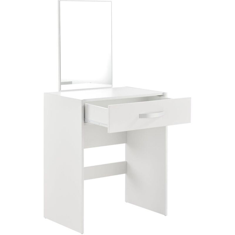 foto del prodotto toeletta con specchio cassetto sgabello cassapanca da parrucchiere 132 cm bianco 030005019