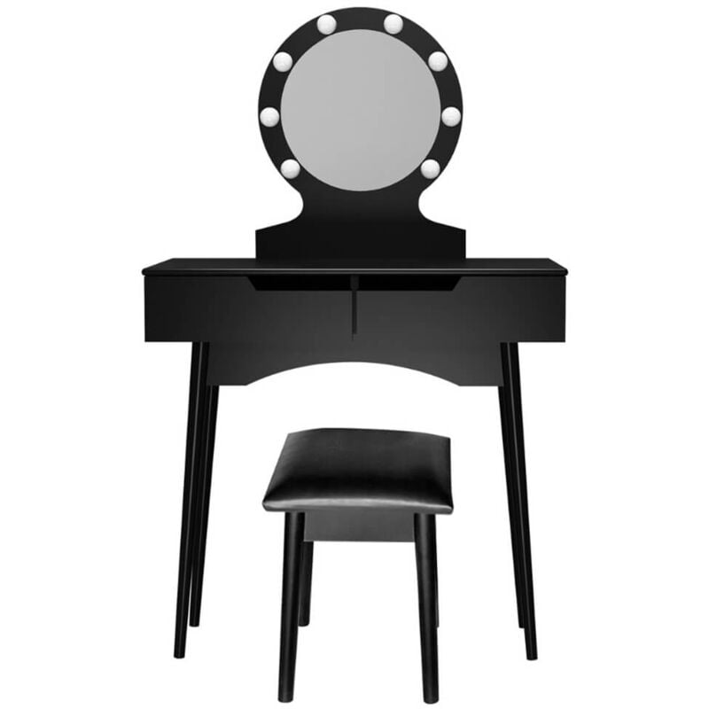 foto del prodotto toeletta con specchio e illuminazione a led miranda colore nero home deluxe