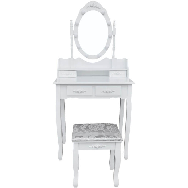 foto del prodotto toeletta con specchio e illuminazione a led rosy colore bianco home deluxe