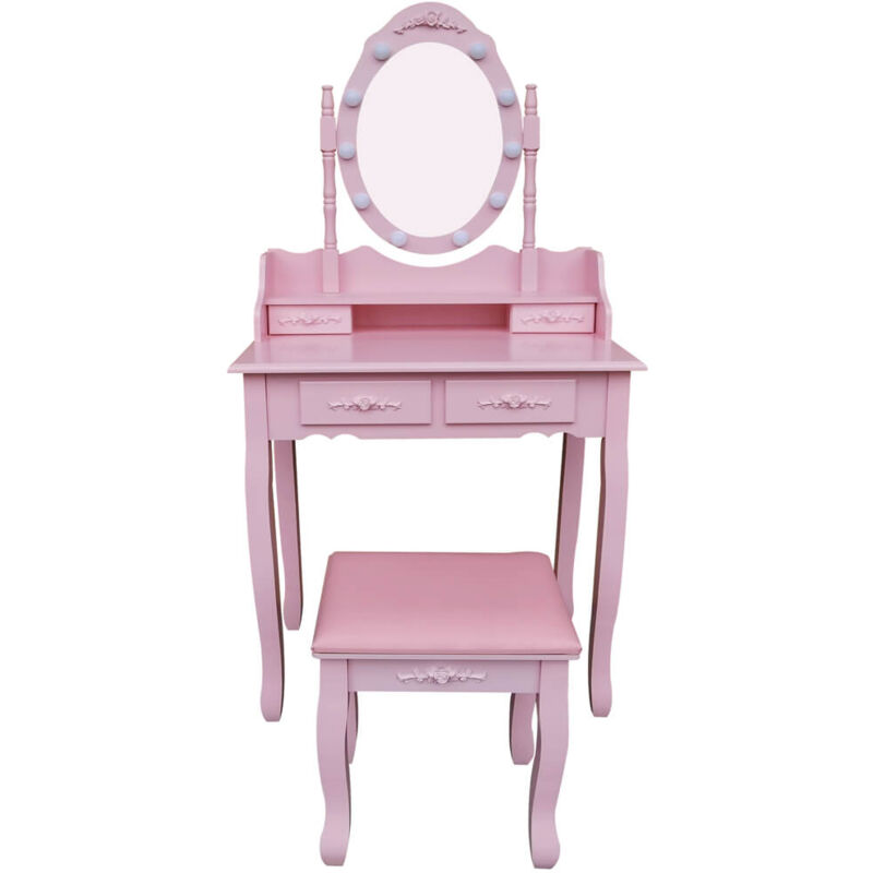 foto del prodotto toeletta con specchio e illuminazione a led rosy colore rosa home deluxe