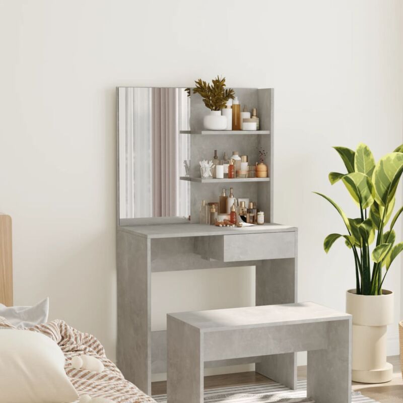 foto del prodotto toeletta con specchio grigio cemento 74,5x40x141 cm vidaxl