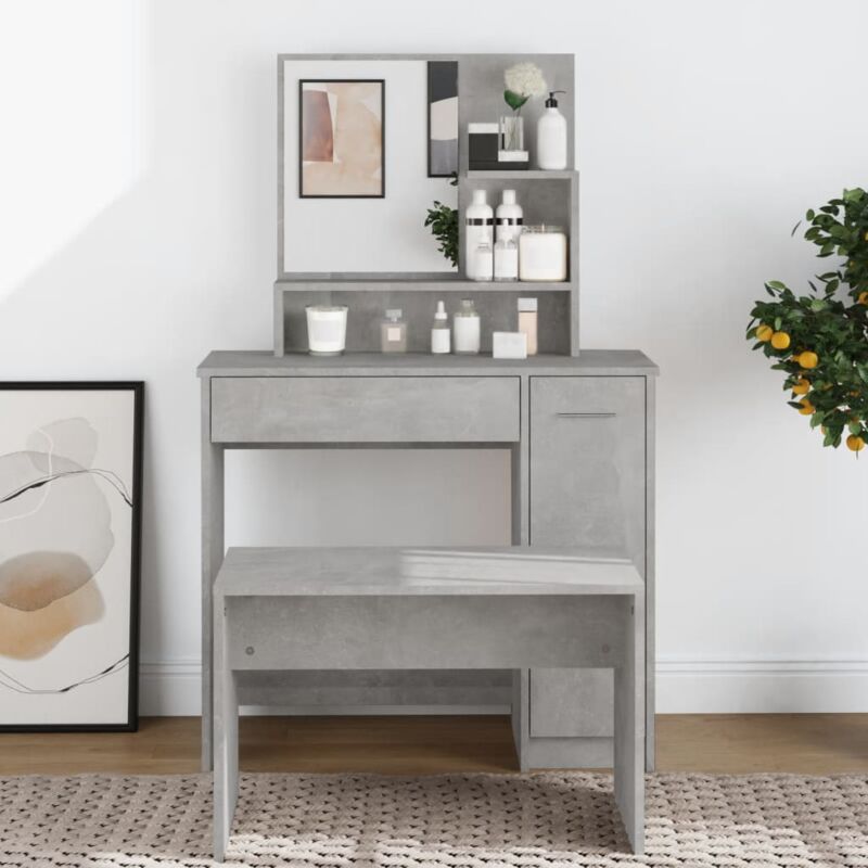 foto del prodotto toeletta con specchio grigio cemento 86,5x35x136 cm vidaxl