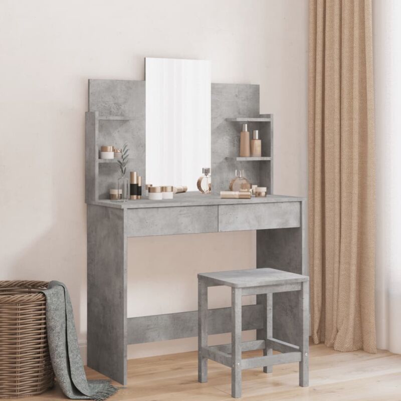foto del prodotto toeletta con specchio grigio cemento 96x39x142 cm vidaxl 339598