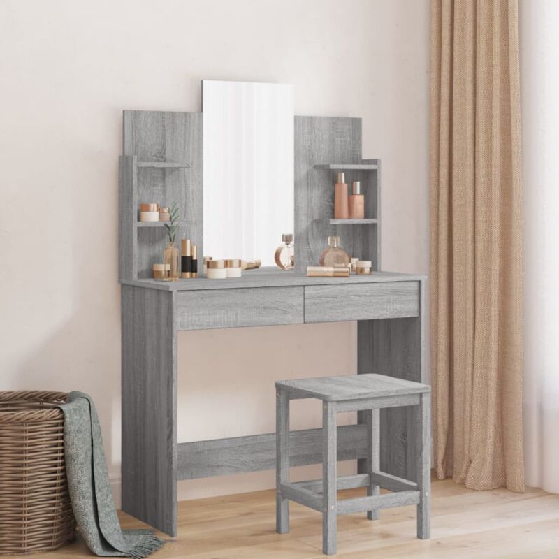 foto del prodotto toeletta con specchio grigio sonoma 96x39x142 cm vidaxl