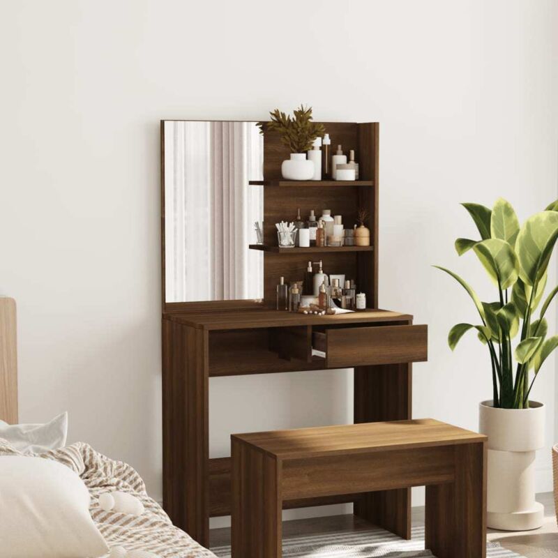foto del prodotto toeletta con specchio rovere marrone 74,5x40x141 cm vidaxl