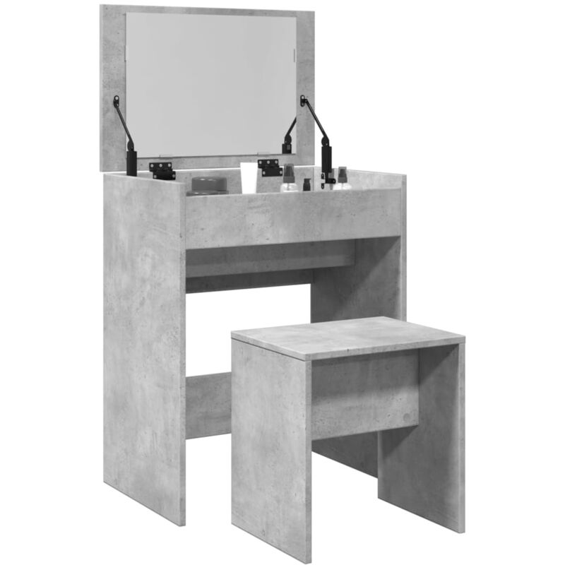 foto del prodotto toeletta e sgabello grigio cemento 60x40x113,5 cm vidaxl