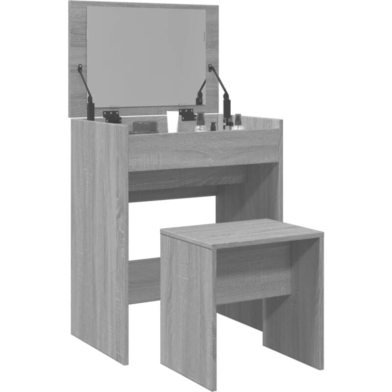 foto del prodotto toeletta e sgabello grigio sonoma 60x40x113,5 cm vidaxl