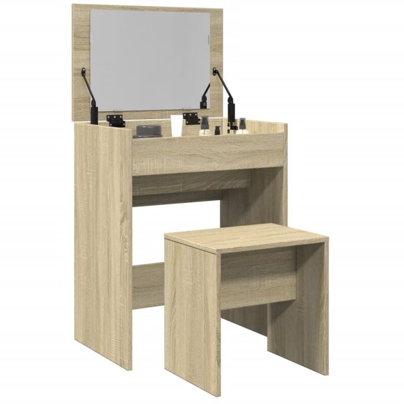 foto del prodotto toeletta e sgabello rovere sonoma 60x40x113,5 cm vidaxl