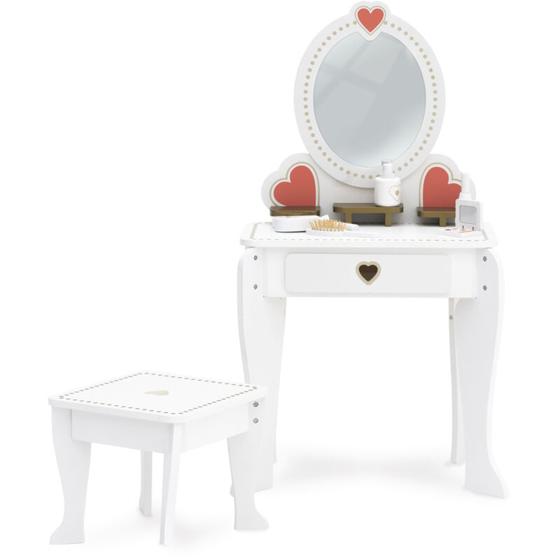 foto del prodotto toeletta giocattolo in legno ecologica robincool beauty center 49x34x93 cm con sgabello e accessori inclusi