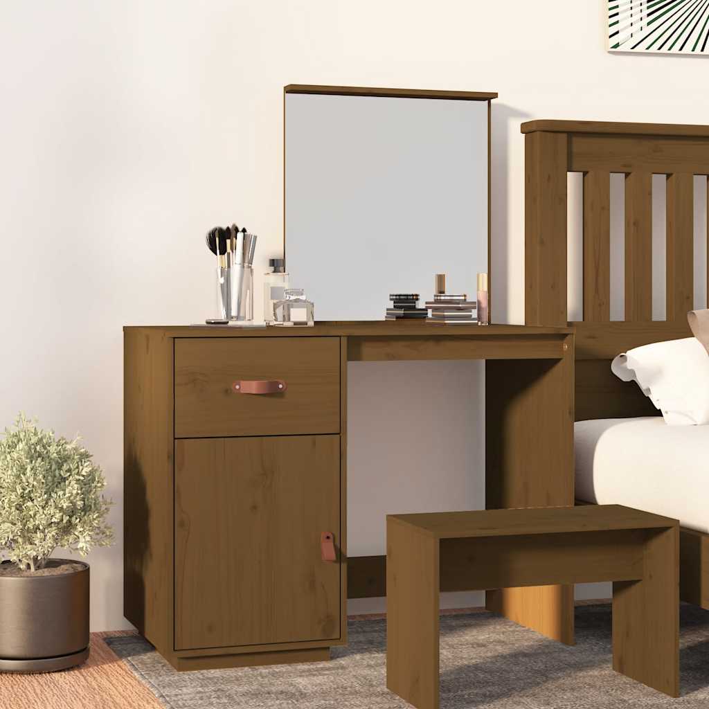 foto del prodotto toeletta marrone miele 95x50x134 cm in legno massello di pino