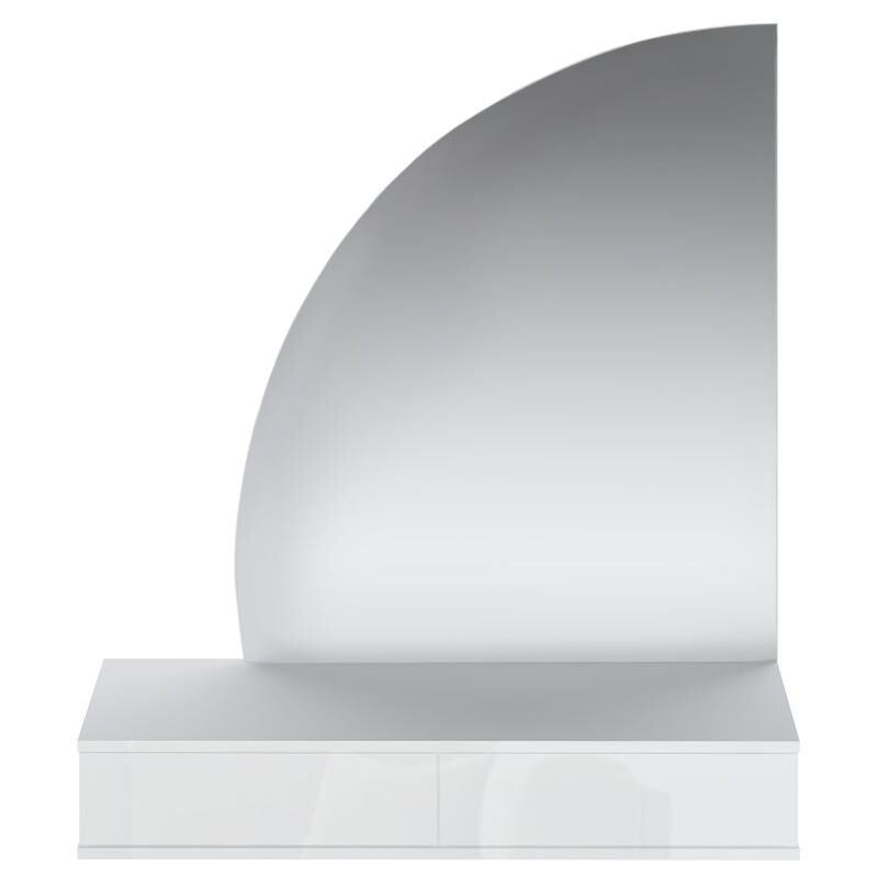 foto del prodotto toeletta sospesa con specchio con led 2 cassetti bianco lucido jineza