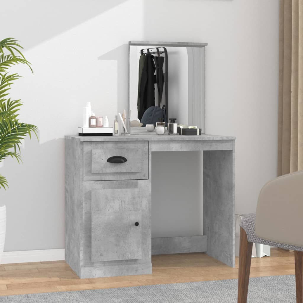 foto del prodotto toeletta specchio grigio cemento 90x50x132,5 legno multistratocod mxl 127376