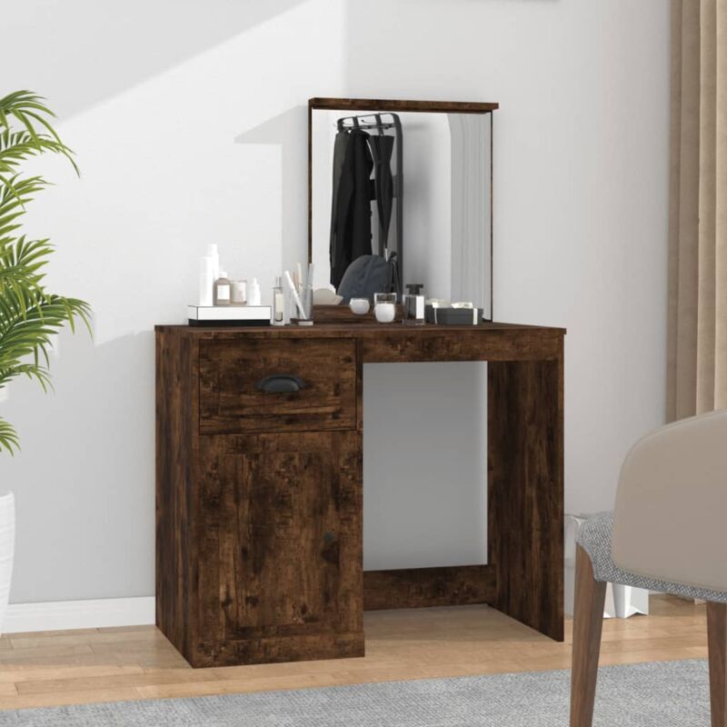 foto del prodotto toeletta specchio rovere fumo 90x50x132,5cm legno multistrato vidaxl
