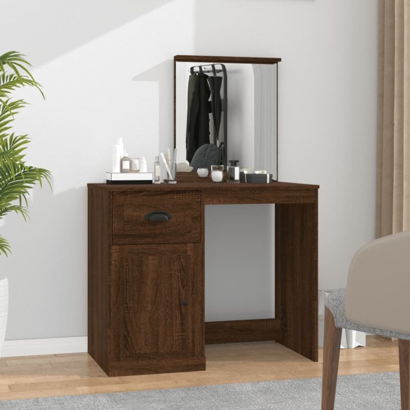 foto del prodotto toeletta specchio rovere marrone 90x50x132,5 legno multistrato vidaxl