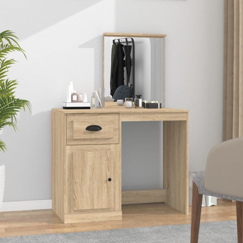foto del prodotto toeletta specchio rovere sonoma 90x50x132,5cm legno multistrato vidaxl