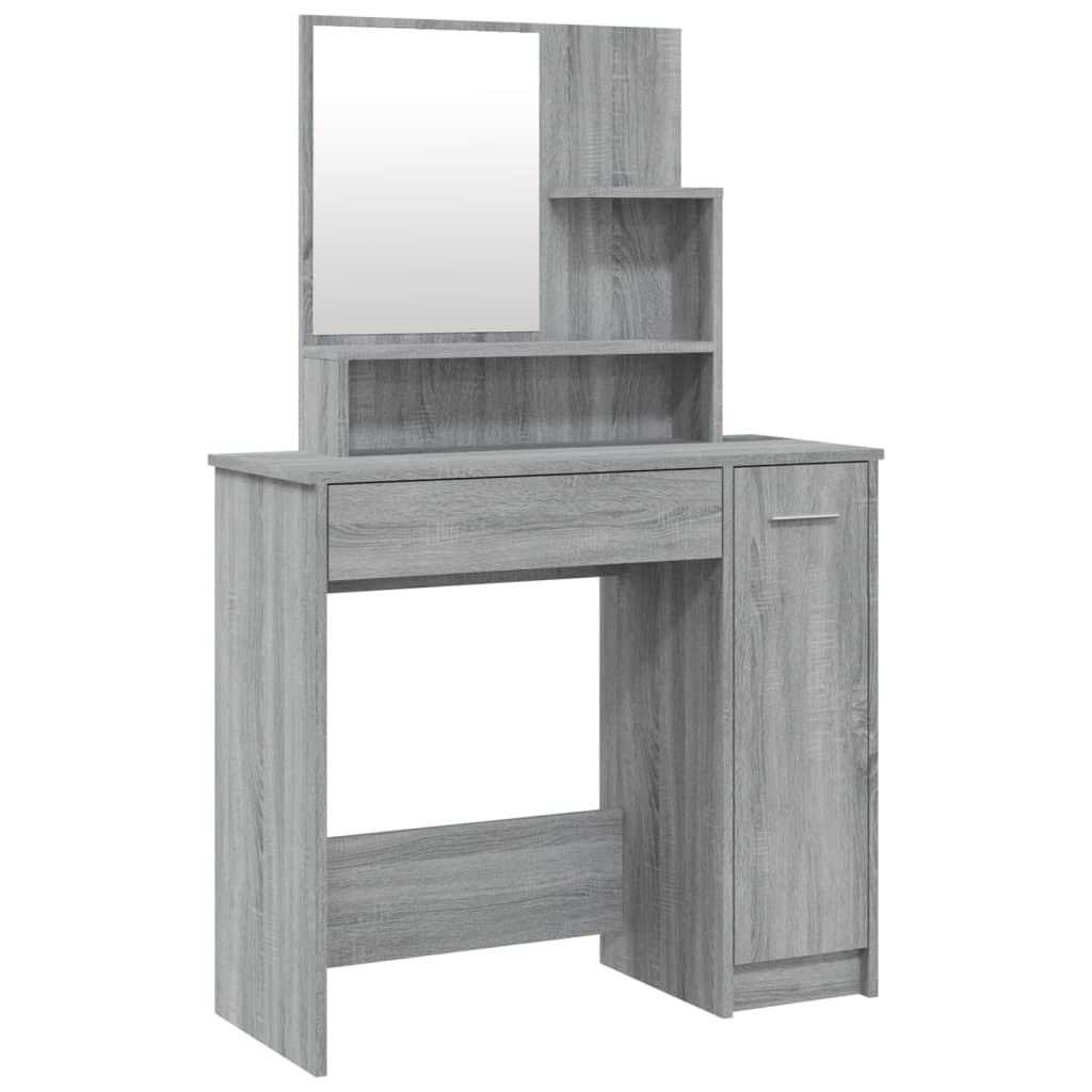 foto del prodotto toeletta tavolo da trucco mobile di design mobile per camera da letto con specchio 86,5 x 35 x 136 cm grigio 02 0006389