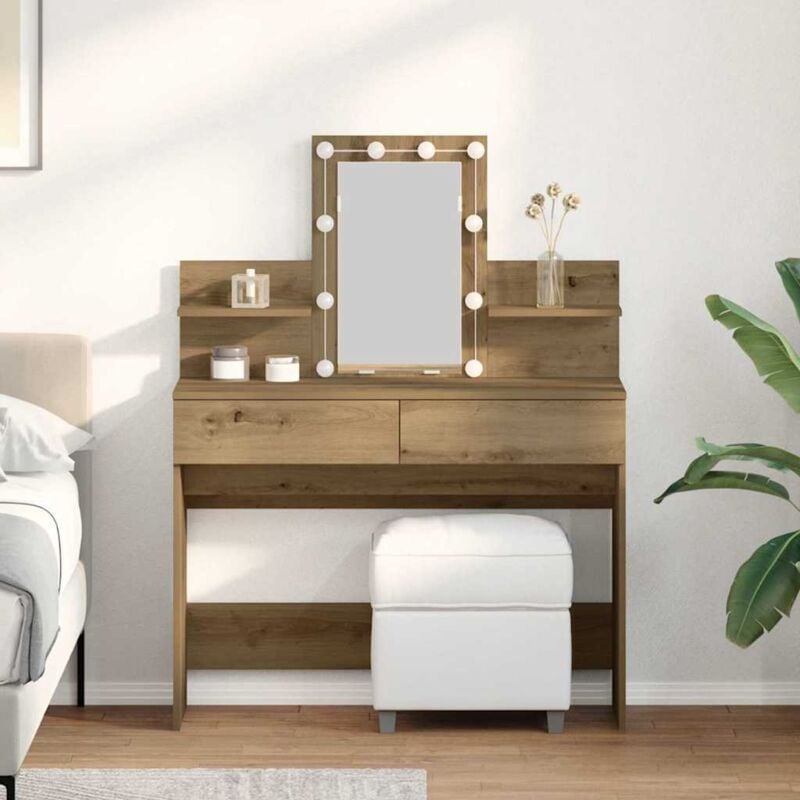 foto del prodotto toeletta vidaxl con led rovere artigianale 100x40x130 cm