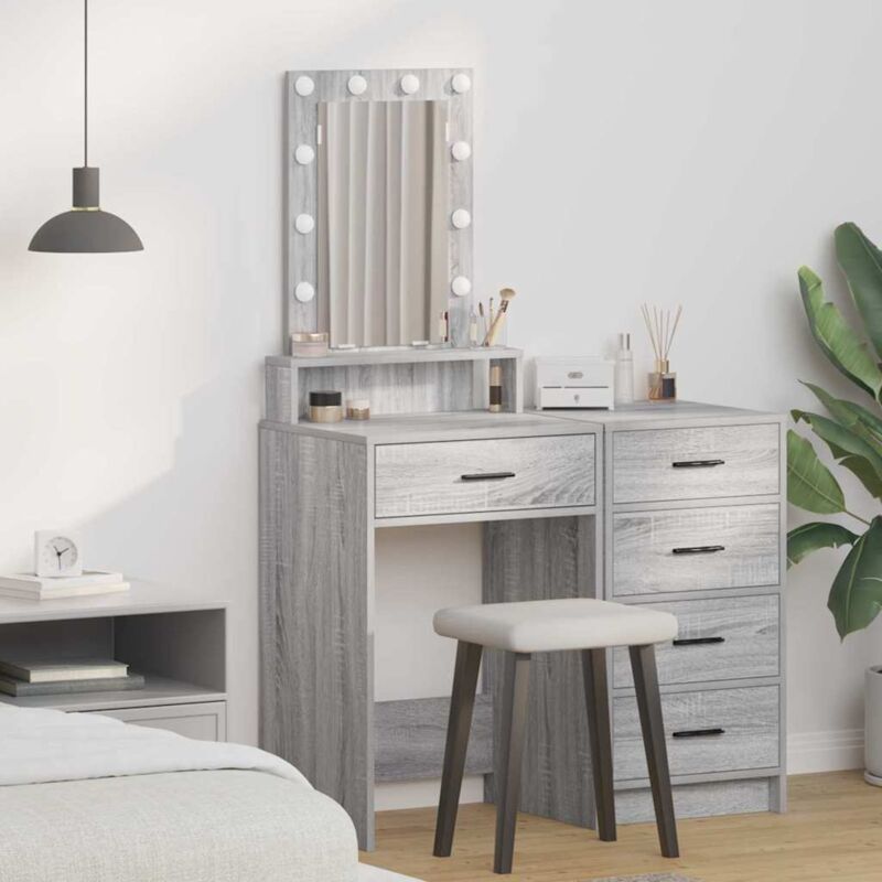 foto del prodotto toeletta vidaxl con luci led grigio sonoma 50x41x140 cm