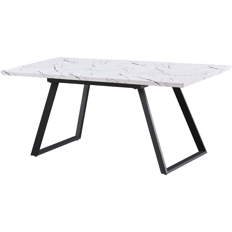 foto del prodotto toga single extendable dining table, solid metal legs and wooden top, bianco white