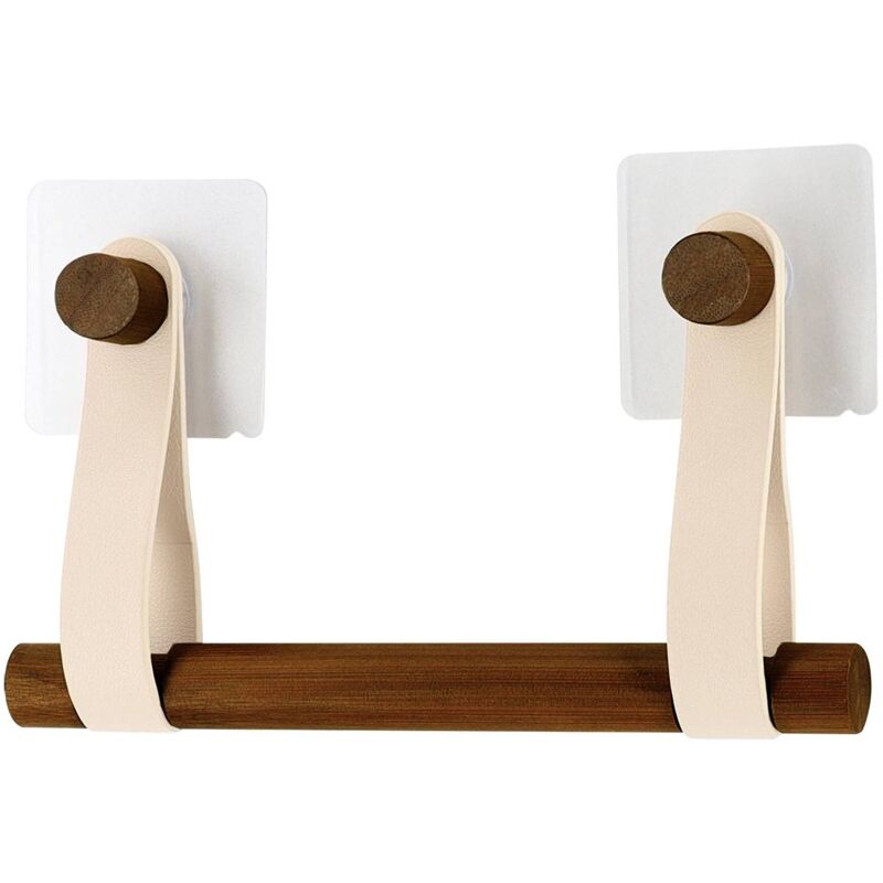 foto del prodotto togli rotolo di carta igienica in bamb strisce di similpelle su adesivo aspetto beige acacia tendance