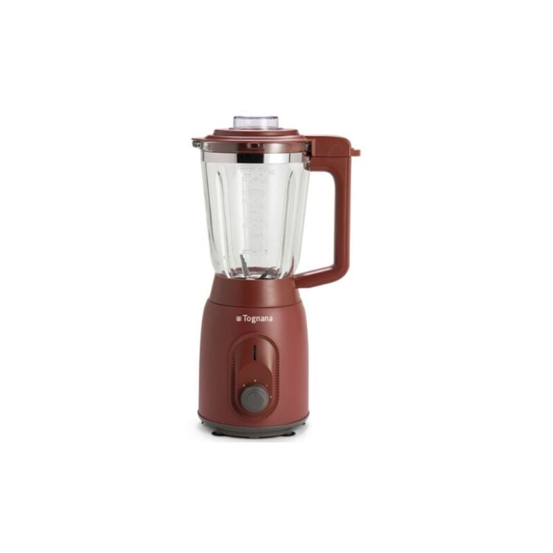 foto del prodotto tognana frullatore elettrico in acciaio inox rosso linea iridea con caraffa in vetro da 0,8 lt