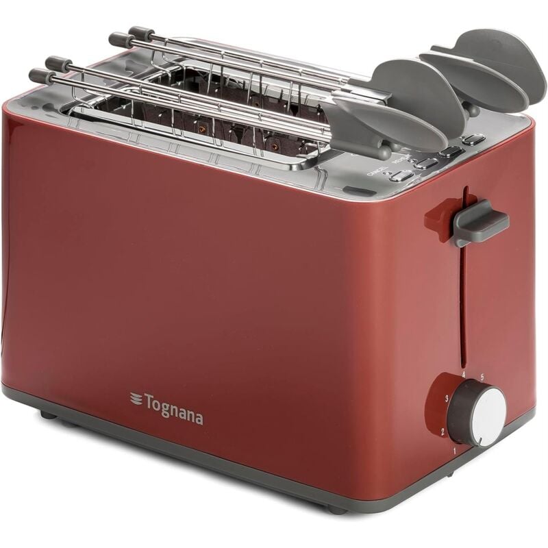 foto del prodotto tognana iridea tostapane con doppia pinza e raccoglibriciole 850w rosso