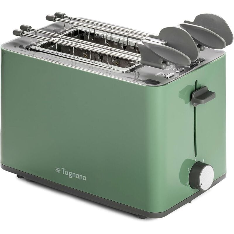 foto del prodotto tognana iridea tostapane con doppia pinza e raccoglibriciole 850w verde