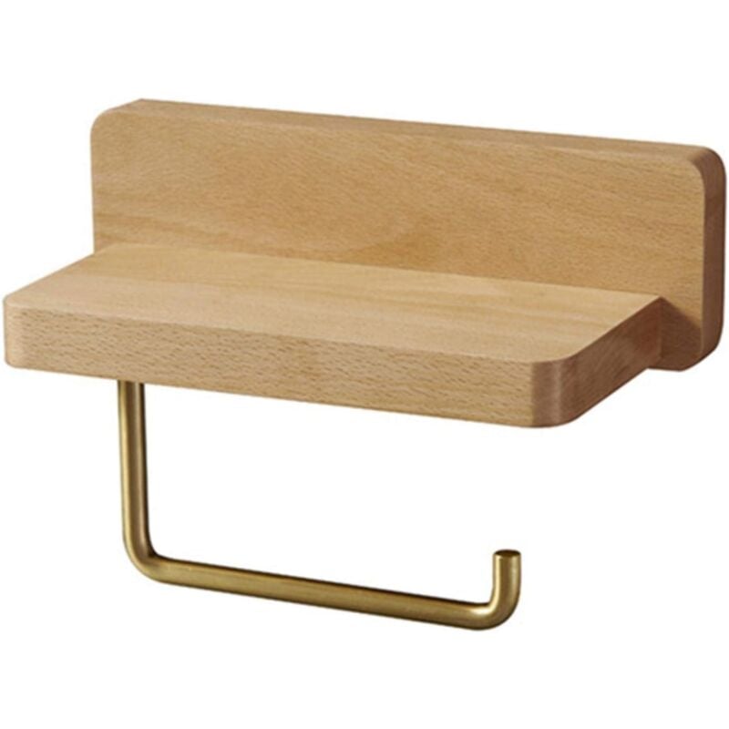 foto del prodotto toilet paper holder with shelf, solid wood wall mounted toilet paper holder, single or double toilet paper holder kitchen bathroom