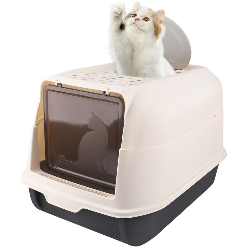 foto del prodotto toilette chiusa per gatti,lettiera per gatti,pala haloyo toilette per gatti inodore con cappuccio,36 x 51 x 34cm,nero