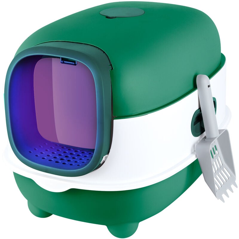 foto del prodotto toilette chiusa per gatti,lettiera per gatti,pala haloyo toilette per gatti inodore con cappuccio,sterilizzazione e deodorizzazione ultravioletta,40