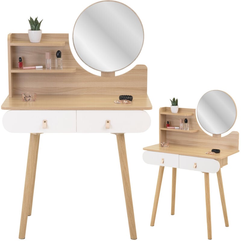 foto del prodotto toilette cosmetica scandi con specchio, scandinava