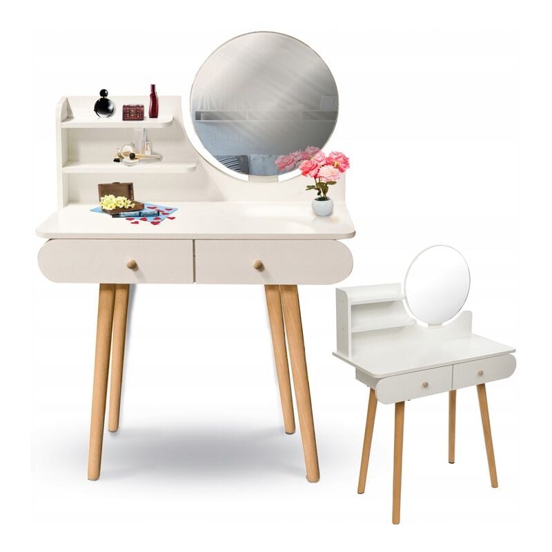 foto del prodotto toilette cosmetica scandi con specchio, scandinava