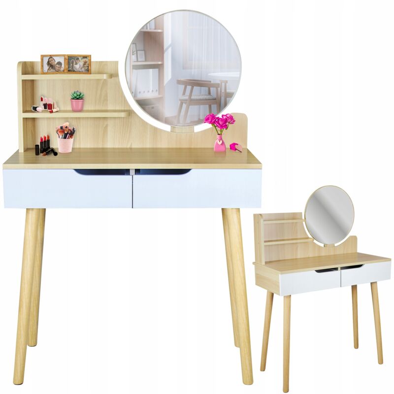 foto del prodotto toilette cosmetica scandi con specchio, scandinava