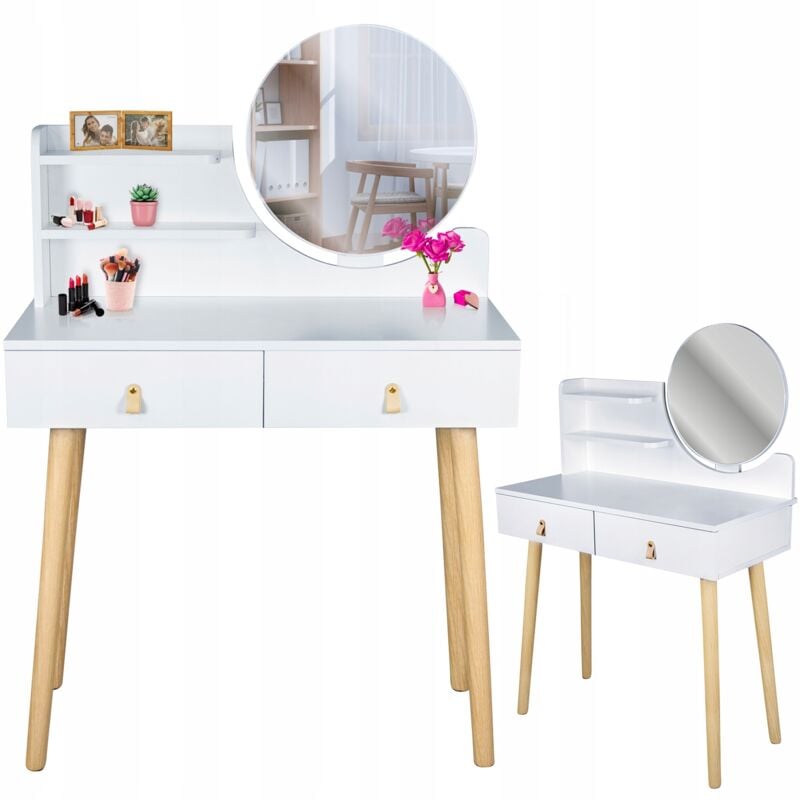 foto del prodotto toilette cosmetica scandi con specchio, scandinava
