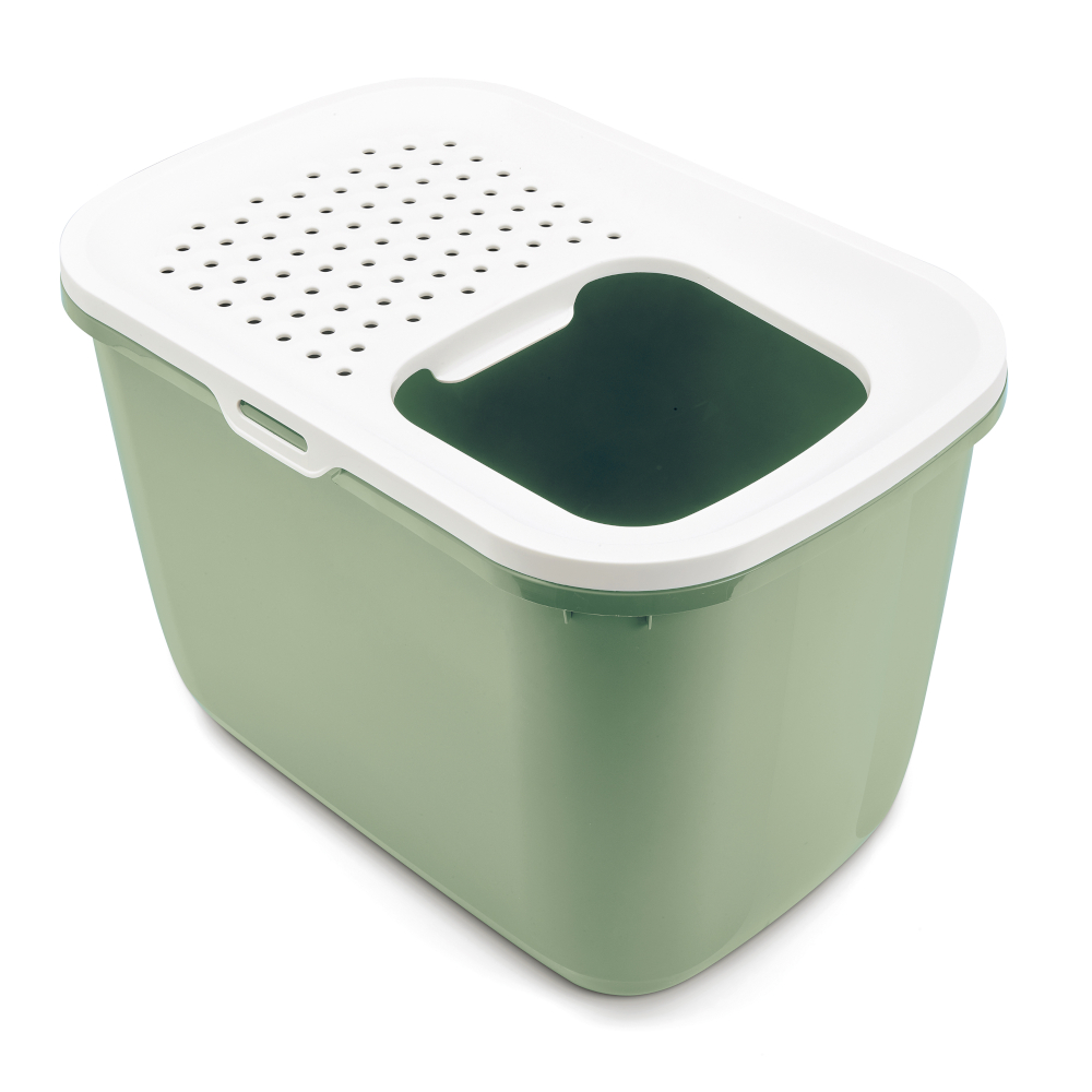 foto del prodotto toilette per gatti savic hop in verde chiaro bianco