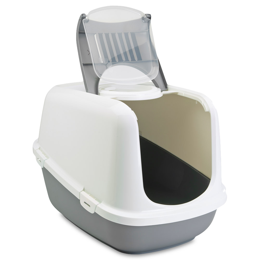 foto del prodotto toilette per gatti savic nestor jumbo grigio chiaro bianco