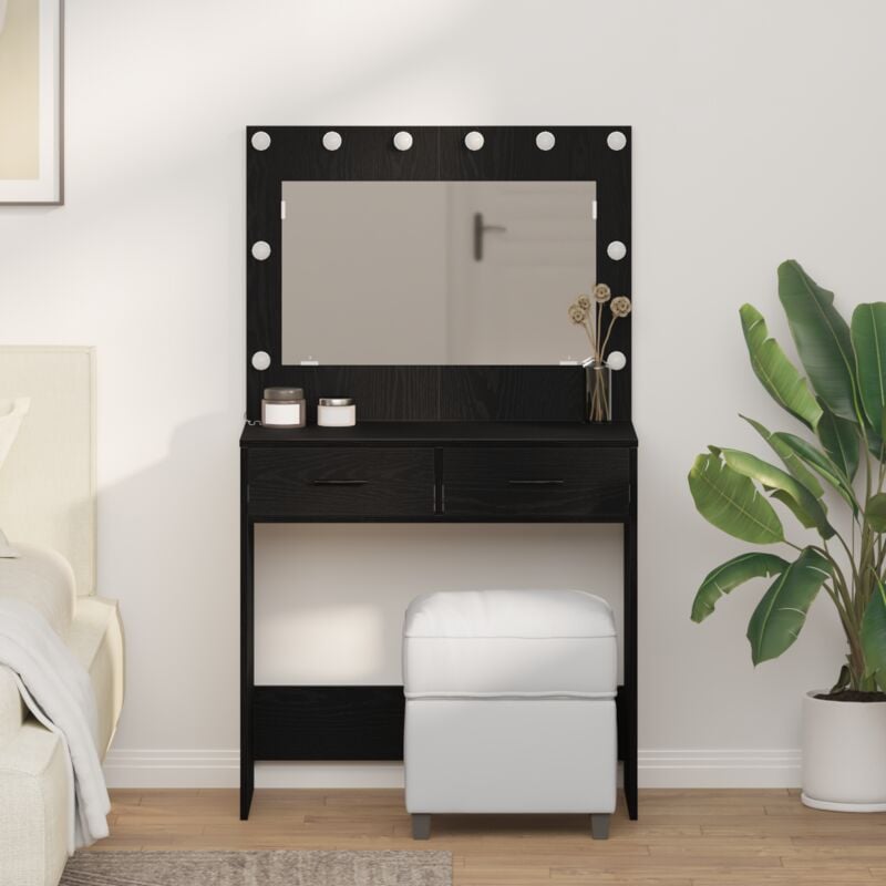 foto del prodotto toilette vidaxl con luci led in rovere nero 78,5x41x135 cm