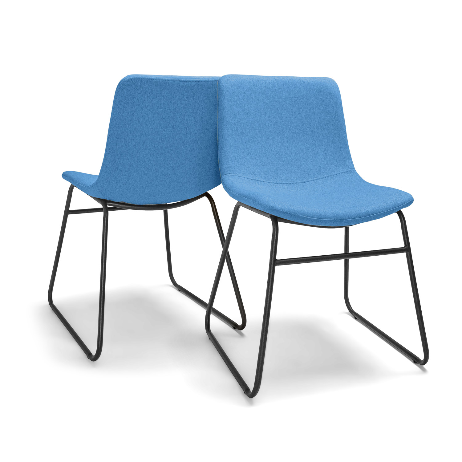 foto del prodotto tokyo - set di 2 sedie in lino e metallo design moderno. set di 2 sedie da pranzo, ufficio, studio. colore blu dodger