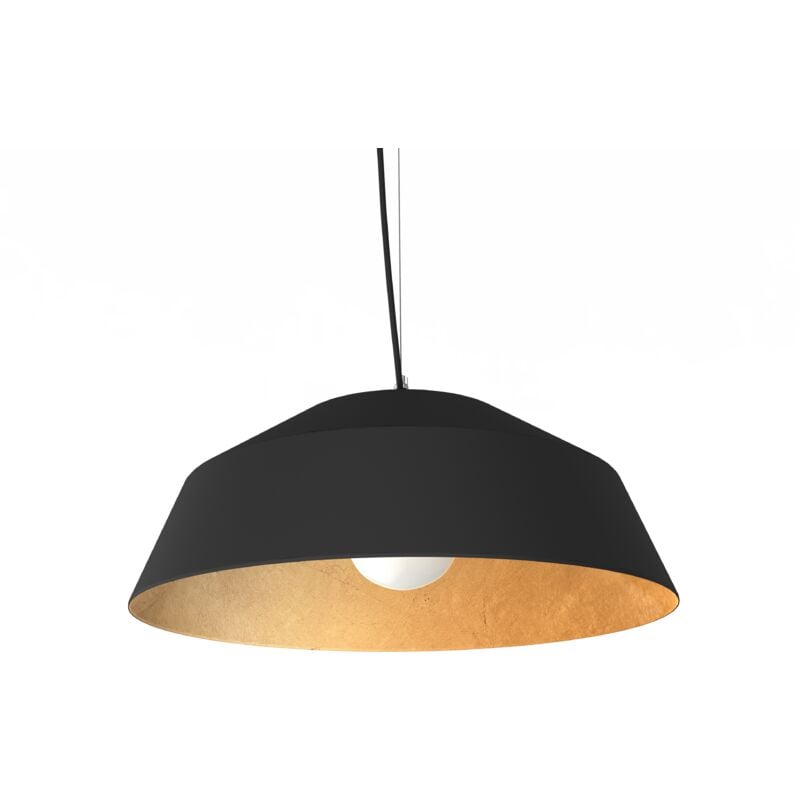 foto del prodotto tokyo sospensione, 1xe27, max 42w, metallo, nero opaco foglia oro, d.50cm lumicom