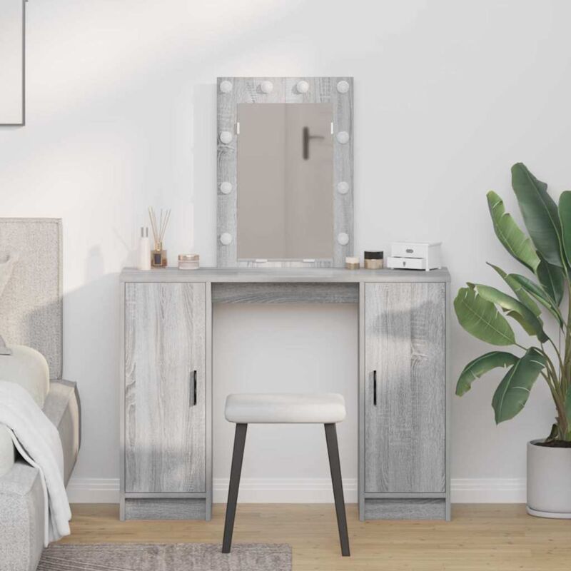 foto del prodotto tolette vidaxl con luci a led grigio sonoma 102x33x135 cm