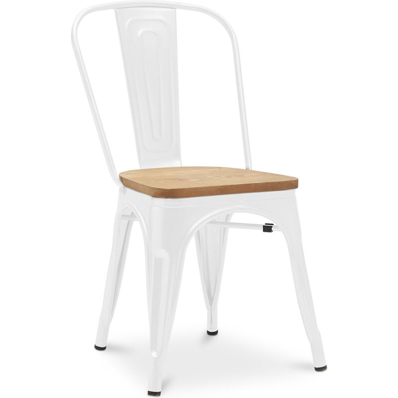 foto del prodotto tolix style sedia da pranzo design industriale acciaio e legno nuova edizione stylix bianco