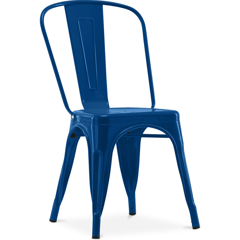 foto del prodotto tolix style sedia da pranzo design industriale acciaio nuova edizione stylix blu scuro